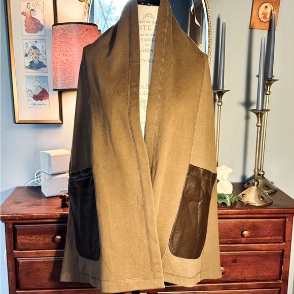 M. Patmos cotton and Napa leather shawl - Picture 1 of 10